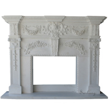 Villa interior decor hand carved indoor white marble stone fireplaces